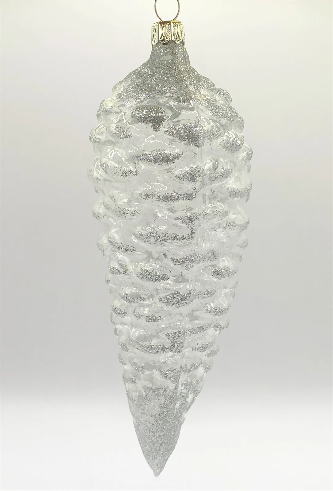 Thüringer Tannen - Zapfen, transparent mit Silber-Glimmer