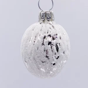ANVA Silberne  Baumnuss/Walnuss mit weissem Glitzer
