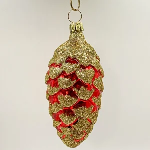 ANVA Roter Zapfen mit goldenem Glitzer