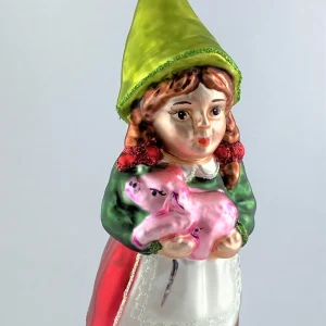 Hanco Zwergenmädchen mit rosa Schweinchen auf dem Arm