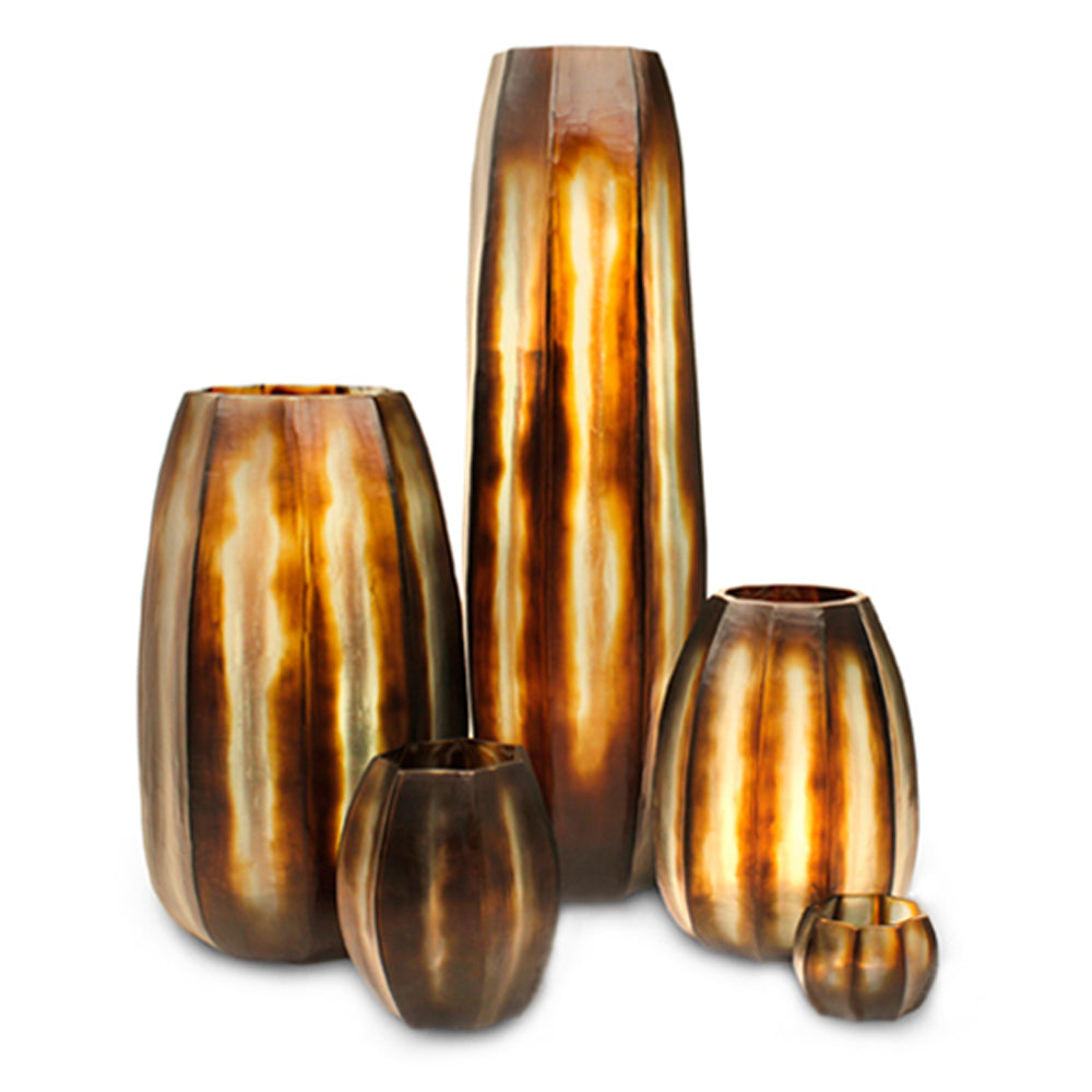Guaxs, Teelicht & Vase KOONAM, butter/brown